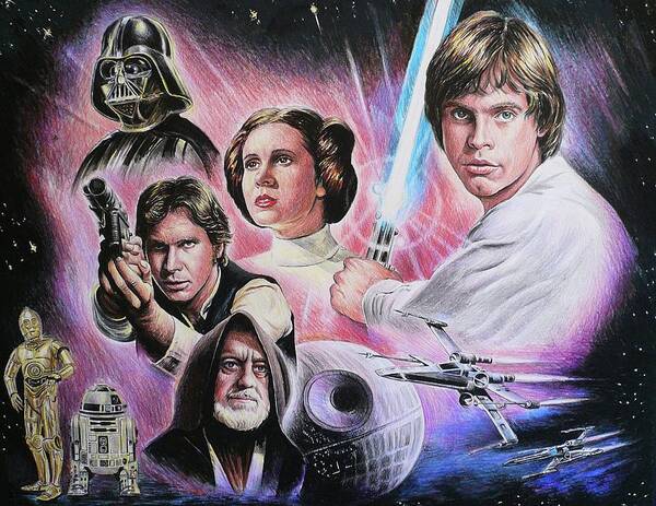 Wall Art - Drawing - May The Force Be With You by Andrew Read