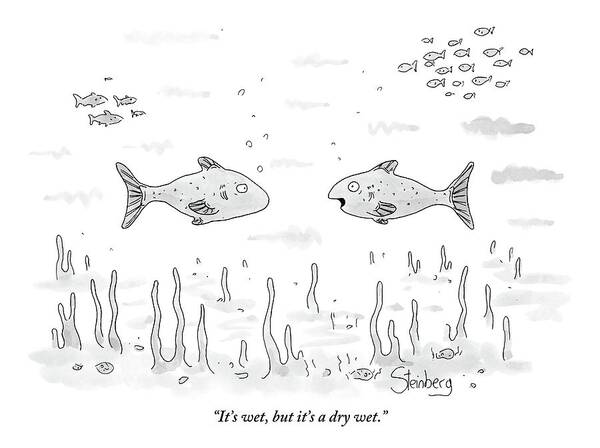 Wall Art - Drawing - Two Fish Speak Underwater by Avi Steinberg