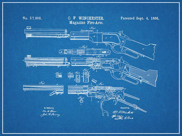 Winchester 1860 Henry and 1866 yellow boy Rifle patent prints
