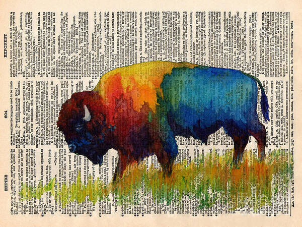 American Buffalo Iii On Vintage Dictionary Art Print