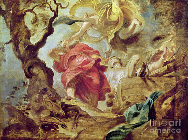 The Sacrifice Of Isaac, Sketch For Section Of Ceiling In The Jesuit Church, Antwerp, 1620-21 Art Print