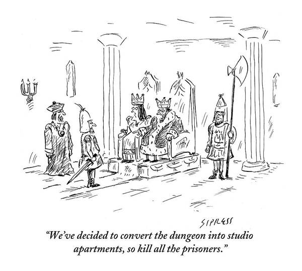 Wall Art - Drawing - A King And Queen In The Royal Court Give Orders by David Sipress
