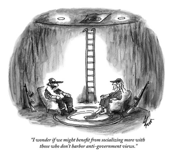 Wall Art - Drawing - Two People Sitting In Chairs In A Bunker by Frank Cotham