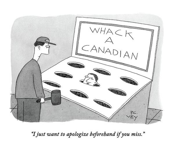A Man In A Whack A Canadian Machine Art Print