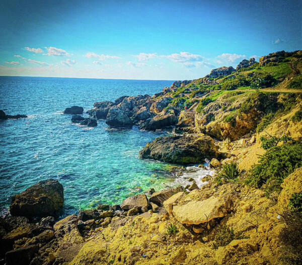 Sunny Day At Gorgun Beach, Mgarr, Gozo, Malta Art Print