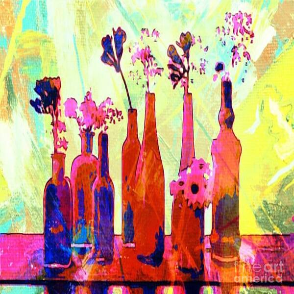  Digital Art - Bottled Fluers-Rainbow Theme by Catherine Lott