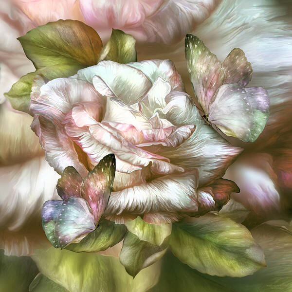 Wall Art - Mixed Media - Antique Rose And Butterflies by Carol Cavalaris