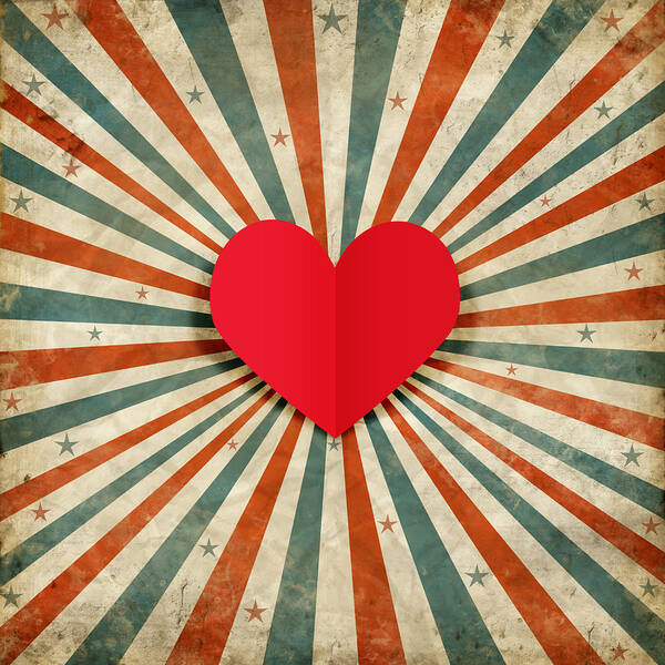 Heart With Ray Background Art Print