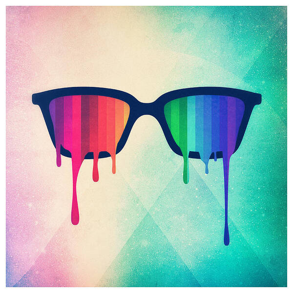 Love Wins Rainbow - Spectrum Pride Hipster Nerd Glasses Art Print