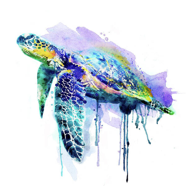 Wall Art - Painting - Graceful Sea Turtle - A Watercolor Journey by Marian Voicu
