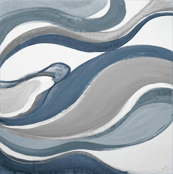 Blue Curves Abstract Square Art Print