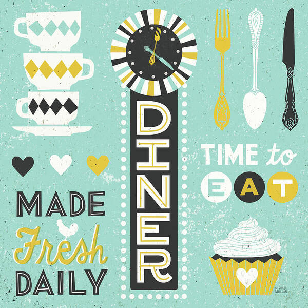 Wall Art - Painting - Retro Diner Pattern I by Michael Mullan