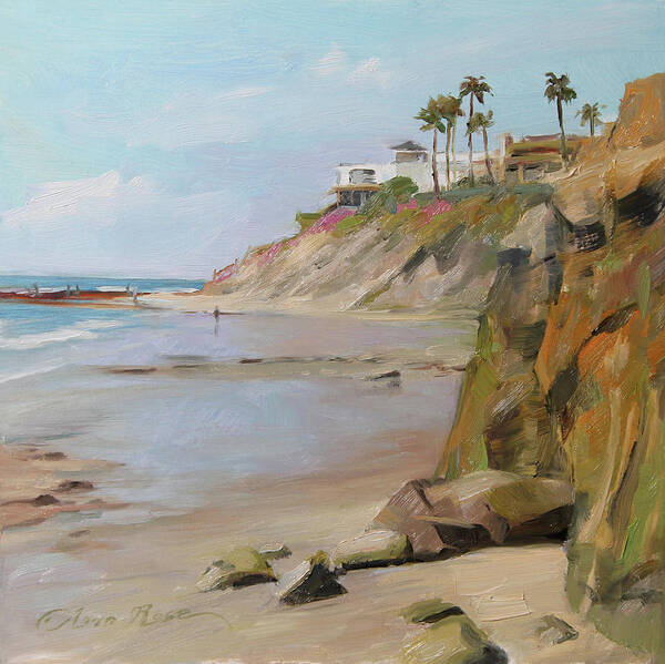 Art Print featuring the painting Low Tide at Carlsbad Beach by Anna Rose Bain