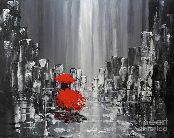 Catalina Walker - Rainy Day City Girl In Red