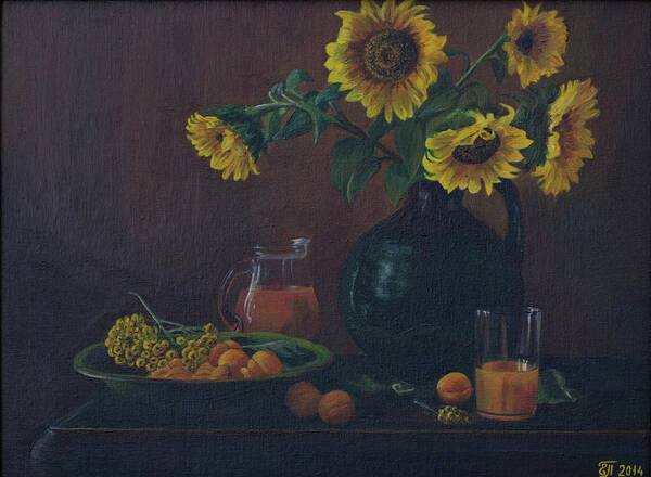 Elena Pavlova - Still life. Sunflowers in the jug.