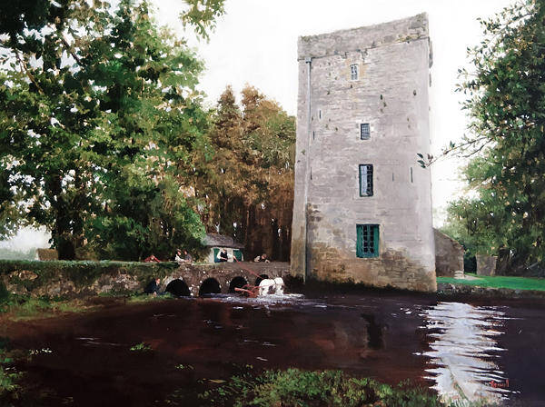 Martin Driscoll Irish Art - Watering the Horses, Ireland