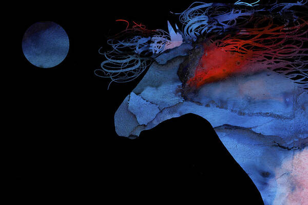 Michelle Wrighton - Wild Horse under a full Moon Abstract