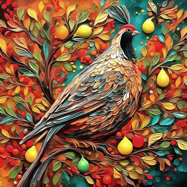 Taiche Acrylic Art - A Partridge In A Pear Tree