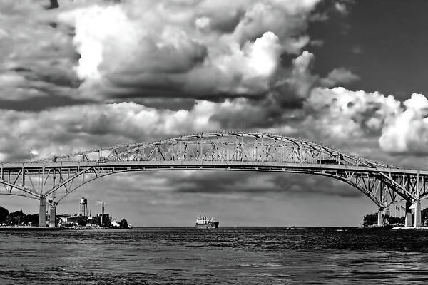 Mary Bedy - Blue Water Bridge and Approaching Freighter BW 072922