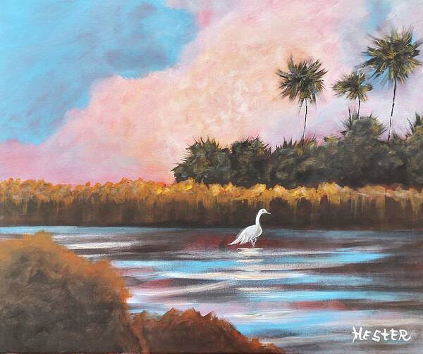 Don HESTER - Egret wildlife bird art portrait 