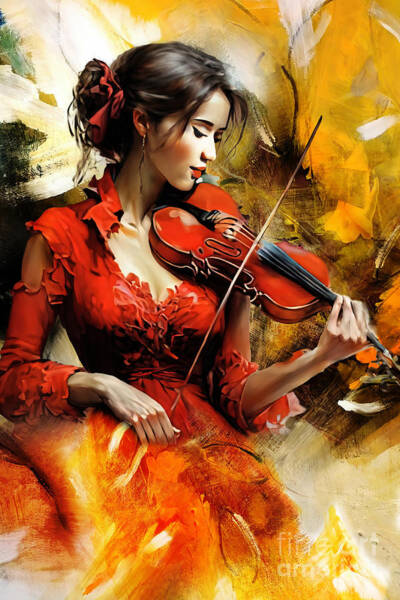 Gull G - Female violin player abstract art 54tg