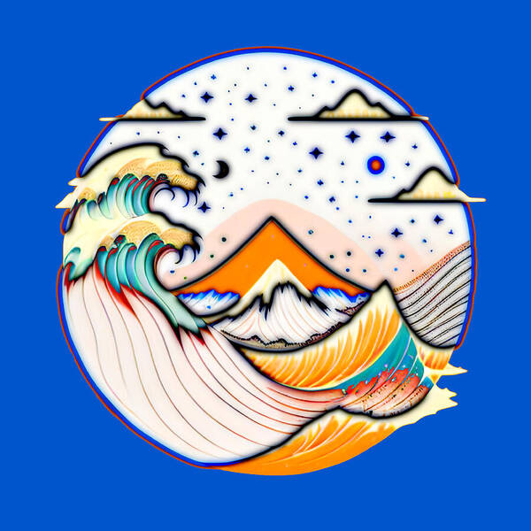 Designs By Nimros - Kanagawa oki Nami Ura - Great Wave Off Kanagawa AI Art - Light