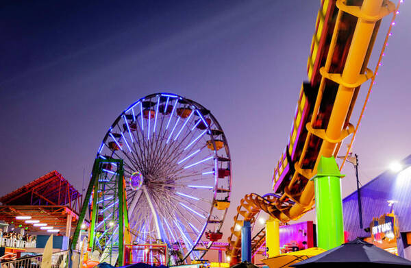 Louis Daigle - Roller Coaster and Ferris Wheel at the Santa Monica Pier