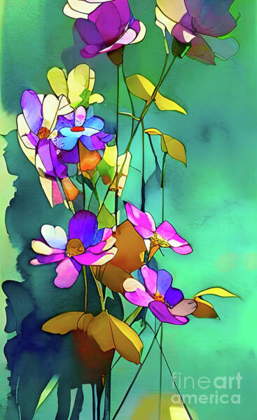 Judi Bagwell - Spring Flower Bouquet on Turquoise