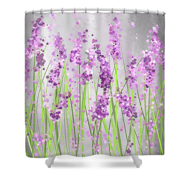 Lavender Blossoms - Lavender Field Painting Shower Curtain