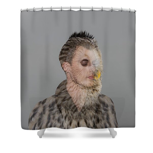 Portrait Of Young Man With Owl Overlay Shower Curtain