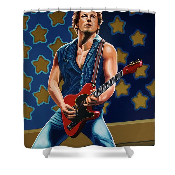 Guitar Shower Curtain Rock Star Lifestyle Print for Bathroom 