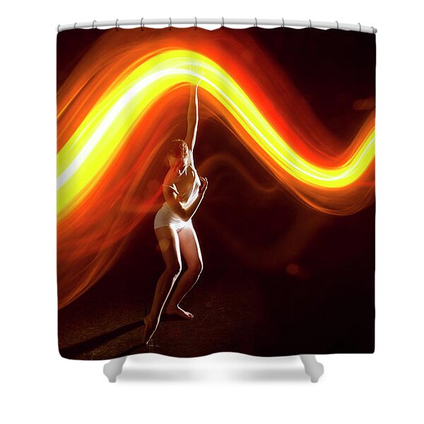 Beautiful Dancer Gracefully Under Shower Curtain