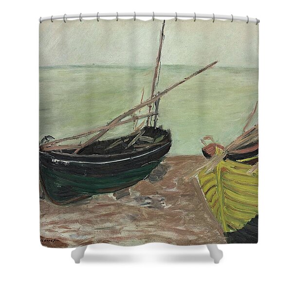 Etude De Bateaux Sur La Plage Detretat Shower Curtain
