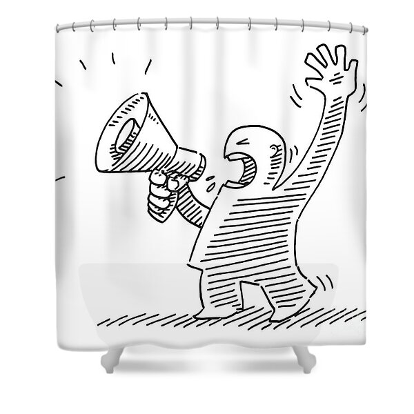 Cartoon Human Figure Shouting Into Megaphone Drawing Shower Curtain by  Frank Ramspott - Pixels