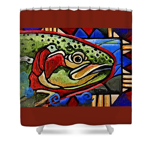 Bass Rainbow Trout Fish Fishing Bathroom Shower Curtain Set for