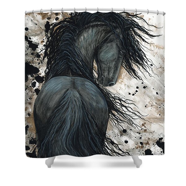 Majestic Unicorn On Sand Graphic Shower Curtain Horse Western Beach Bath Decor 