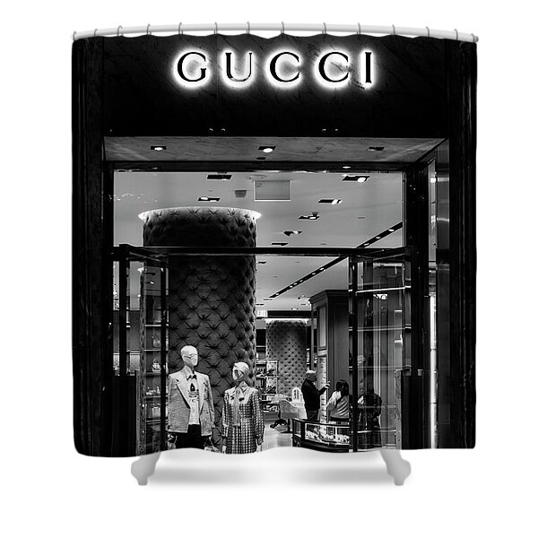 Gucci gc luxury bathroom set gray and black white logo shower curtain