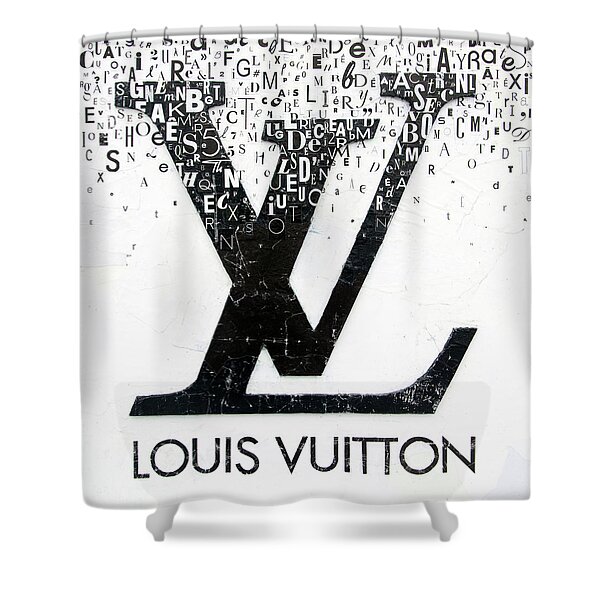 Louis Vuitton Bronze Logo In Marble Background Shower Curtain Set - REVER  LAVIE