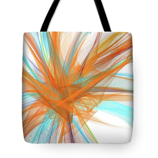 Orange and Turquoise Modern Art Tote Bag by Lourry Legarde - Fine