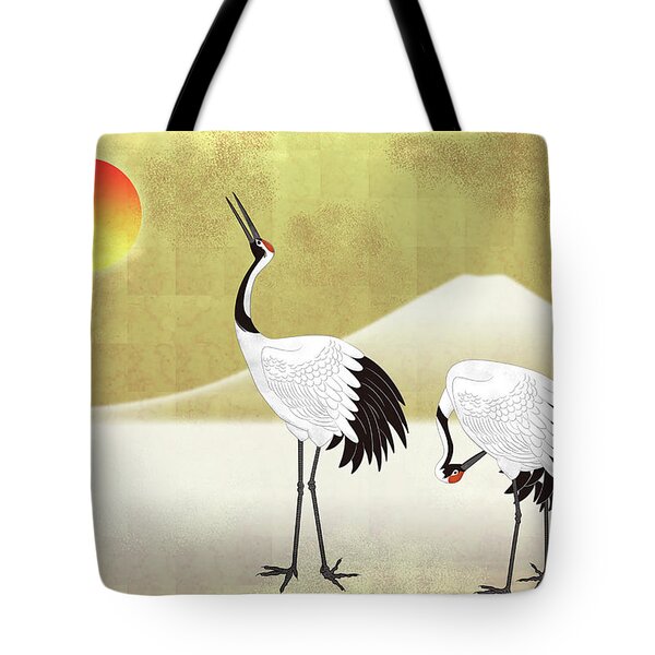 Double Sided Japanese Crane Birds and Greek mythology goddess high quality tote bag