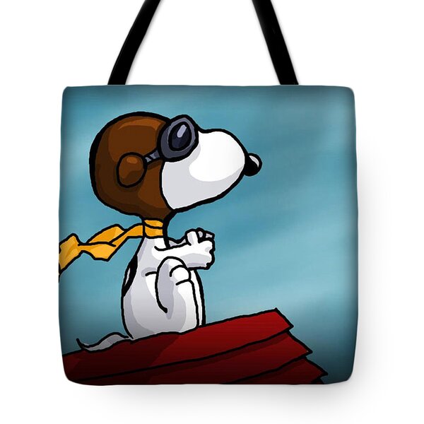 Snoopy Foldable Shopping Nylon Bag ~ Comic Strip blue 