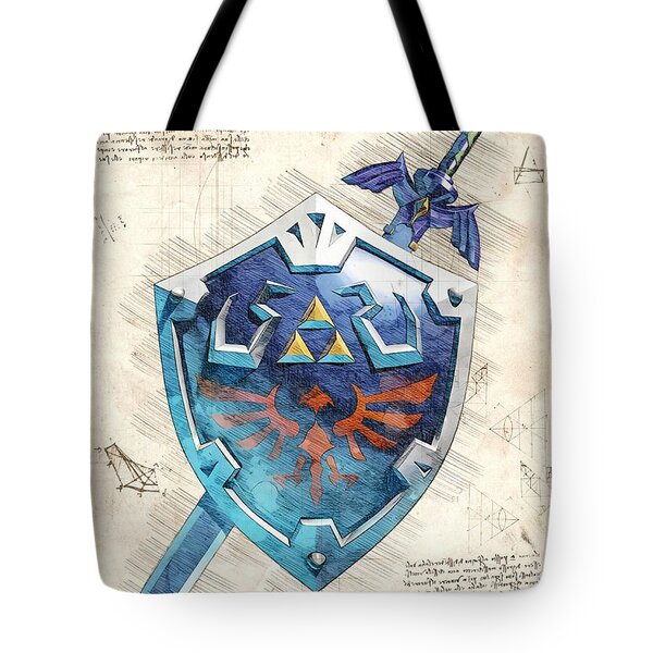 Printed Tote Bag Legend of Zelda Hyrule Shield Inspired 