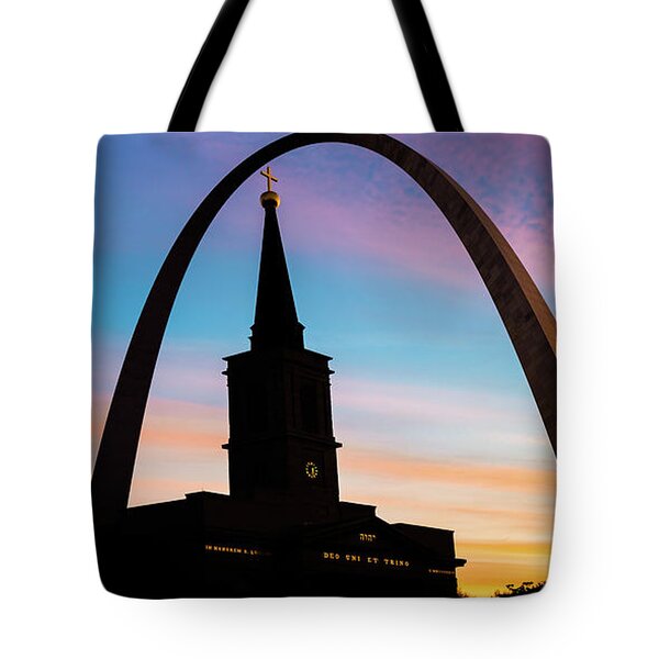 Gateway Arch with Plane Mint Tote Bag