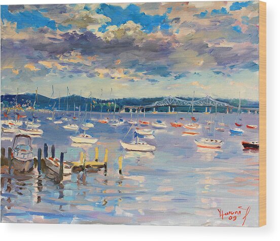 Boats on a Serene Harbor Wood Print