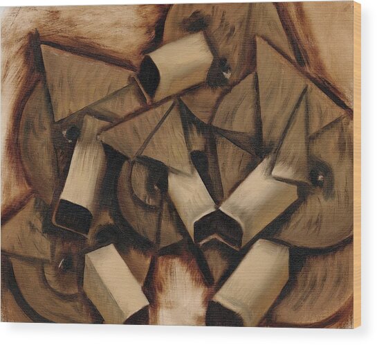 Abstract Cubist Composition Wood Print