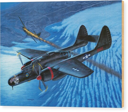P-61 Black Widow Caught In The Web Painting by Stu Shepherd