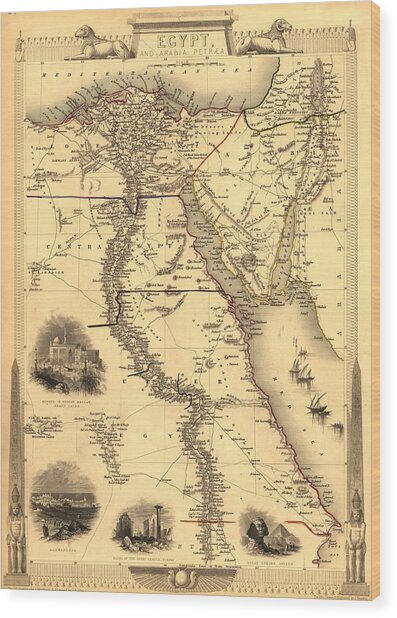 1851 Map Of Egypt With Engravings Photograph By Everett