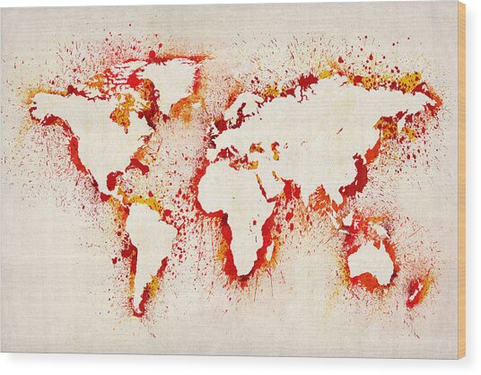 Map Of The World Paint Splashes Digital Art by Michael