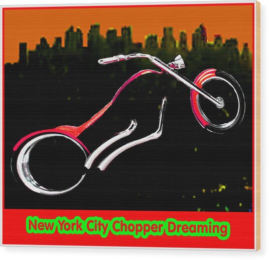 New York City Chopper Dreaming Red Jgibney The Museum Zazzle Gifts Fa Wood Print by The MUSEUM Artist Series jGibney
