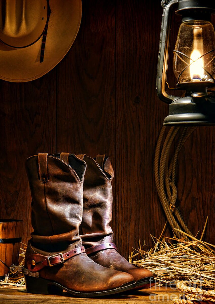 Cowboy Boots at the Ranch Spiral Notebook for Sale by Olivier Le Queinec